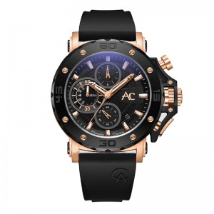 Alexandre Christie AC 9205 Rosegold Black Rubber New MCRBRBABA
